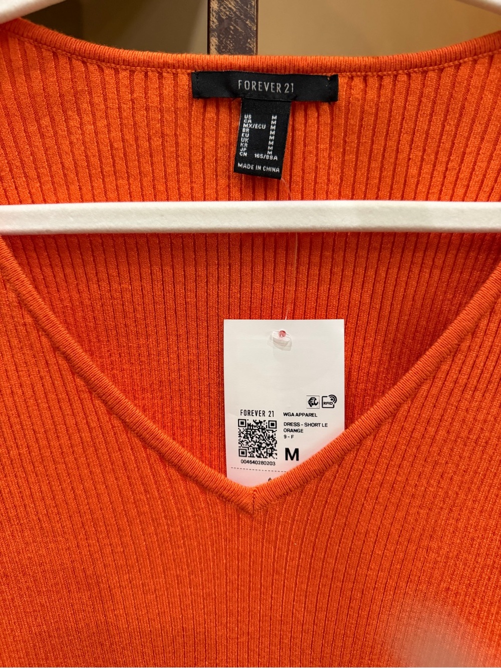 Forever 21 Orange Ribbed V-Neck Dress - Picture 5 of 5